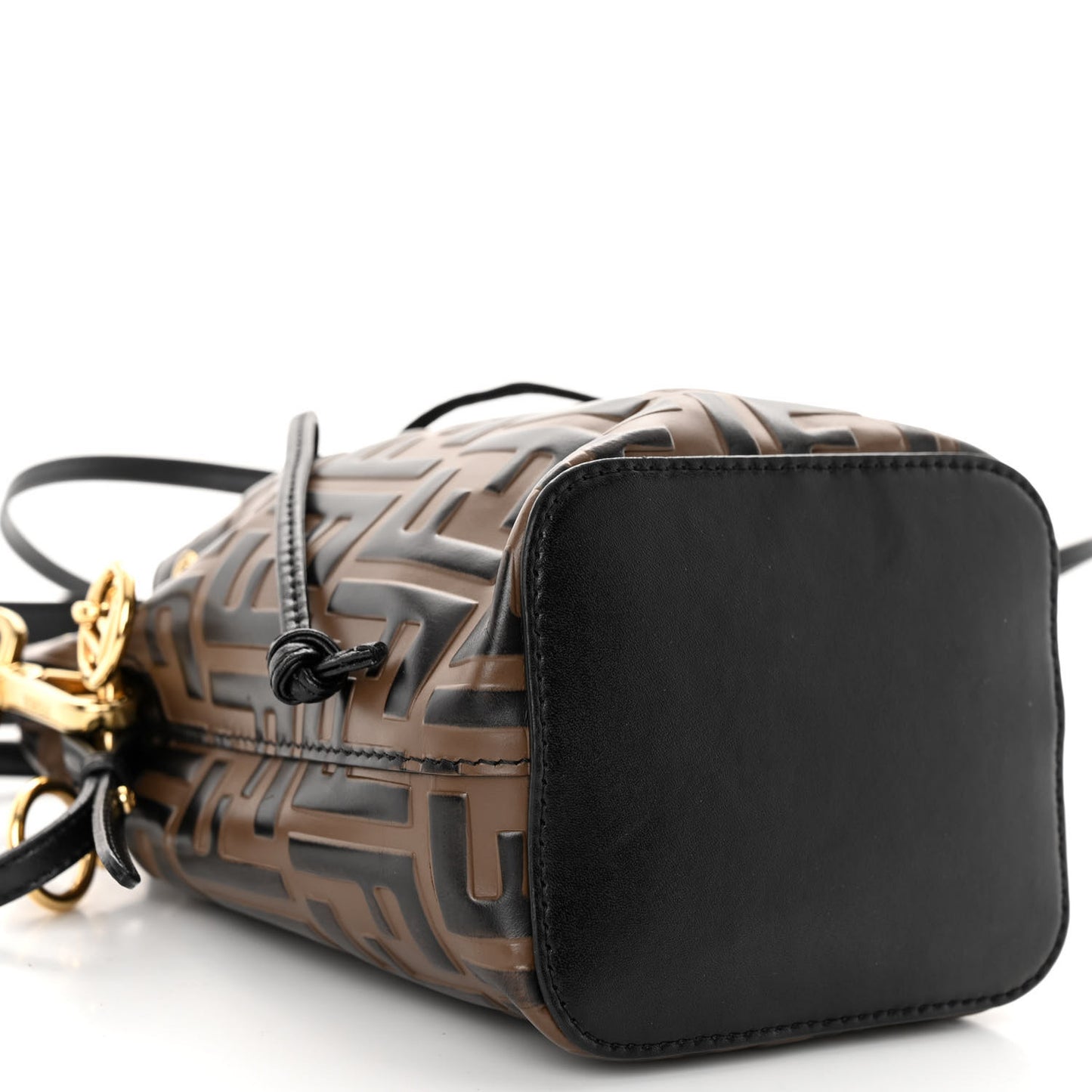 Vitello Liberty F is Fendi Bi-Color FF 1974 Embossed Mini Mon Tresor Bucket Bag Maya Black