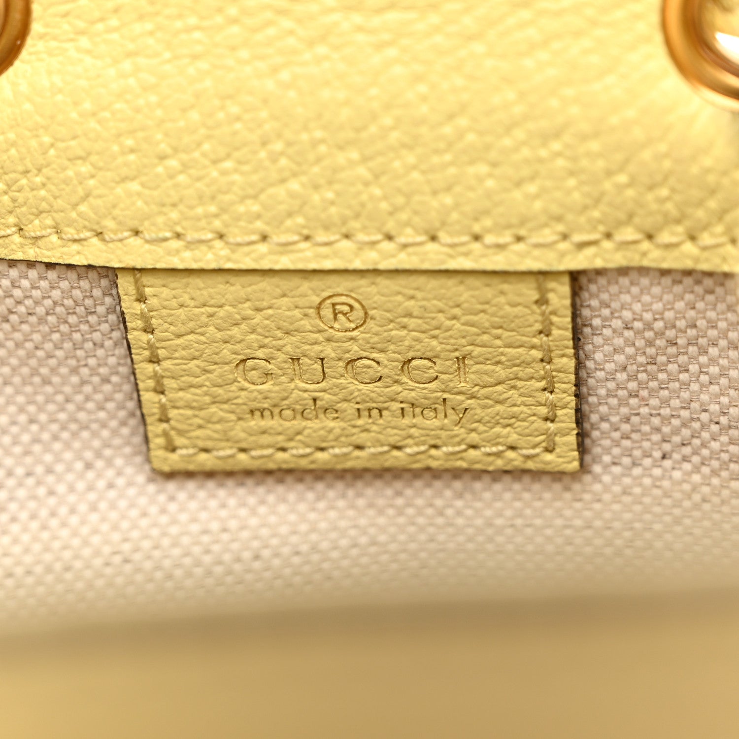 Gucci Monogram Jumbo GG Textured Dollar Calfskin Mini Ophidia Bucket Bag Beige Banana 6 of 9