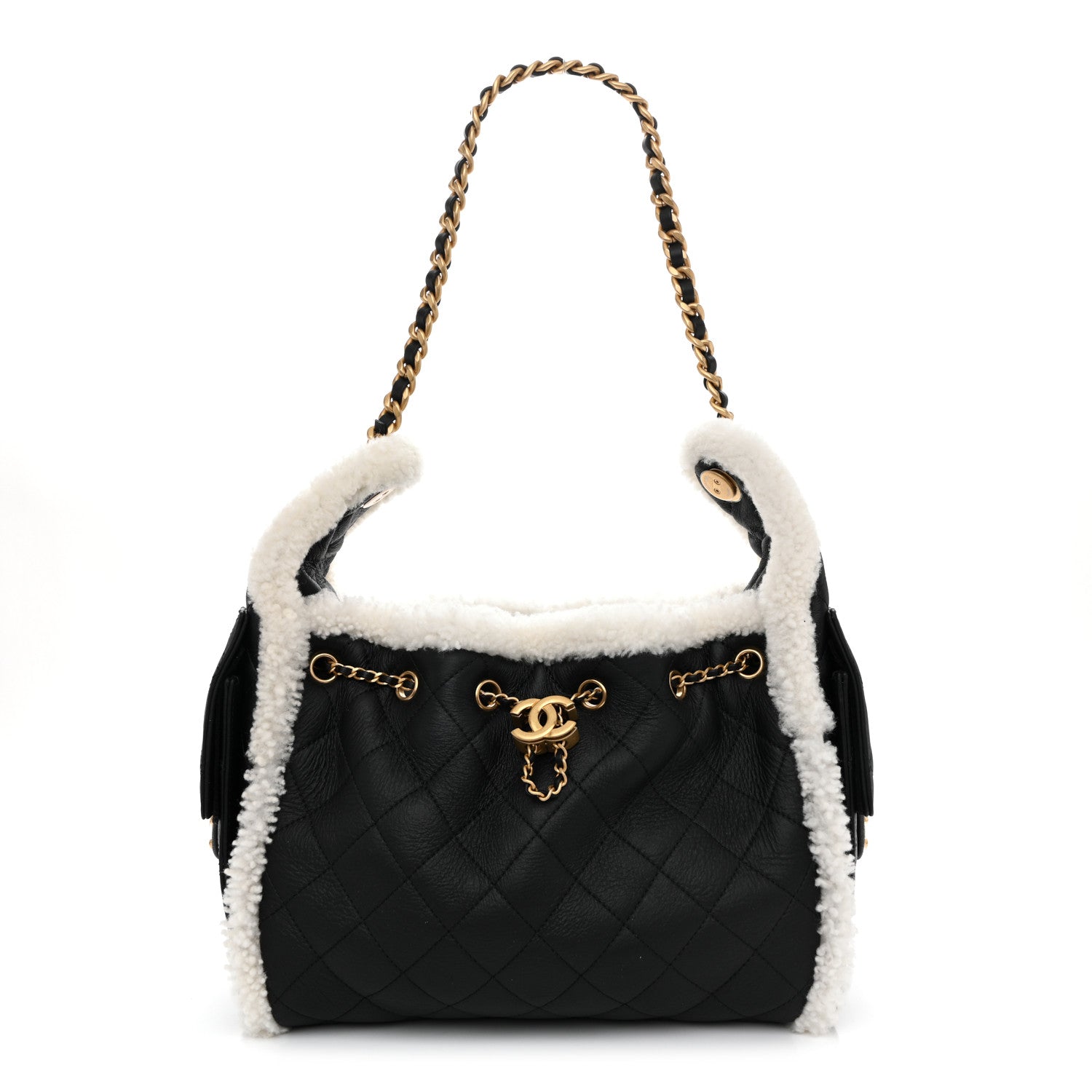 Chanel Crumpled Sheepskin Shearling Quilted Small Chanel 25