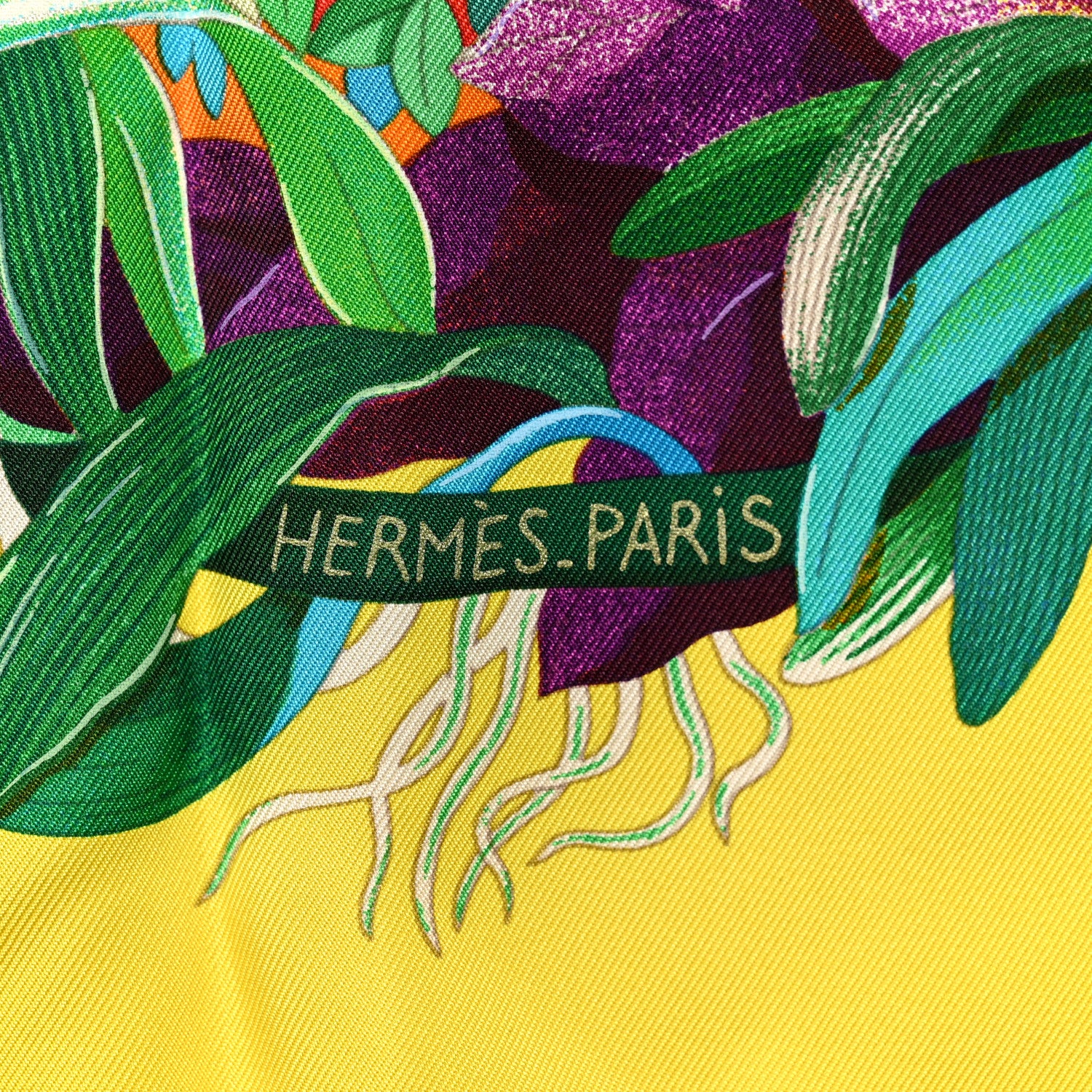 Hermes Silk Au Coeur de la Vie Scarf 90 Jaune Vif Turquoise Vert 2 of 6