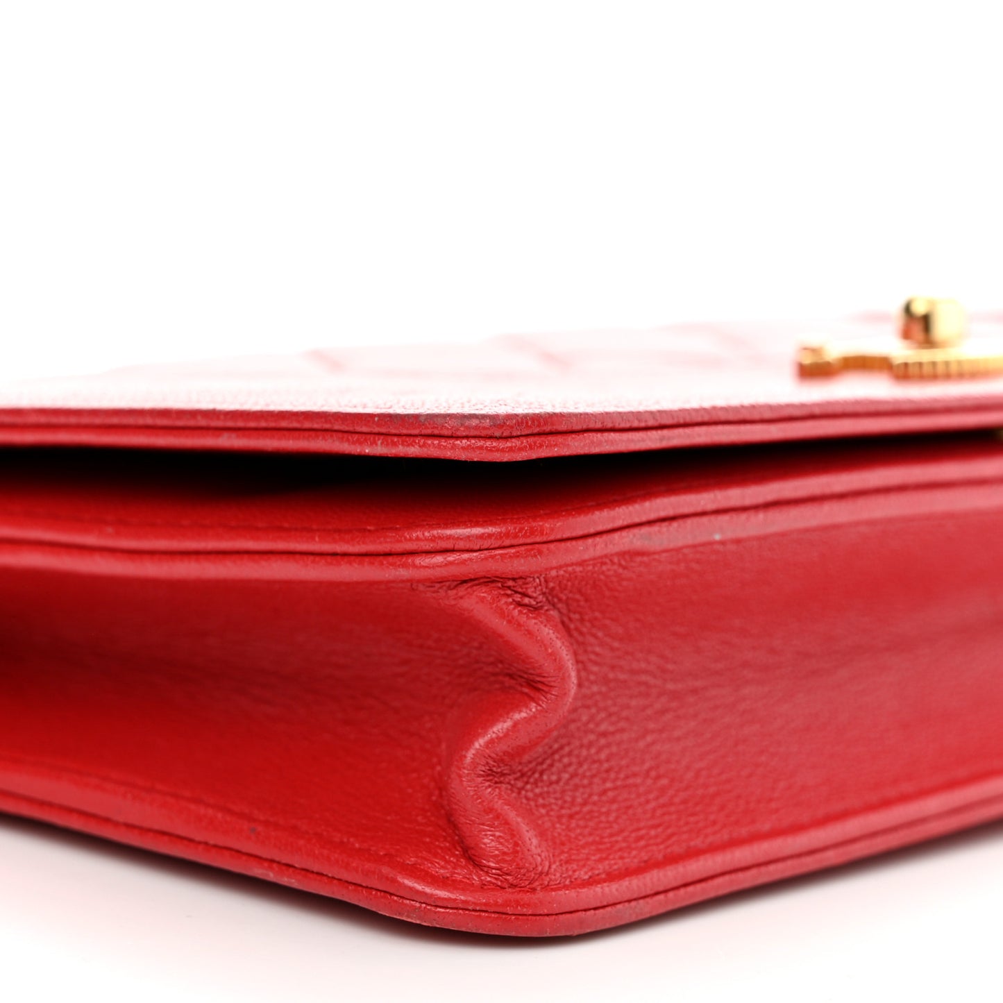 Sheepskin Quilted Mademoiselle Vintage Wallet On Chain WOC Red