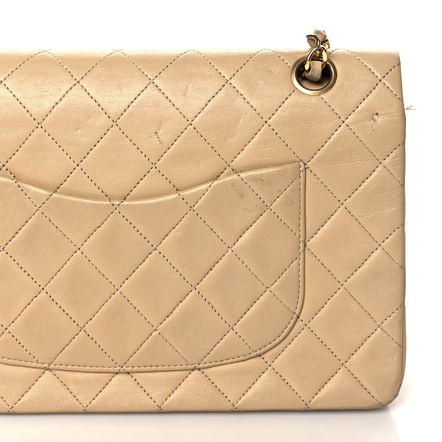 Chanel Lambskin Quilted Medium Double Flap Beige 13 of 24