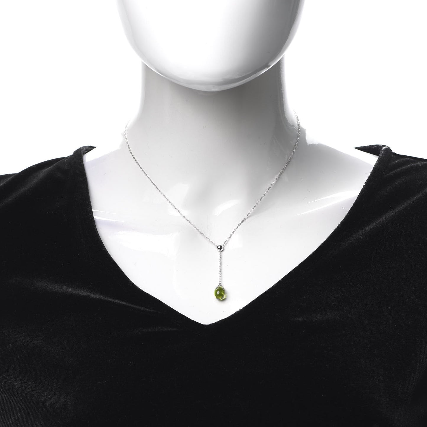 18K White Gold Peridot Rainbow Drops Pendant Necklace