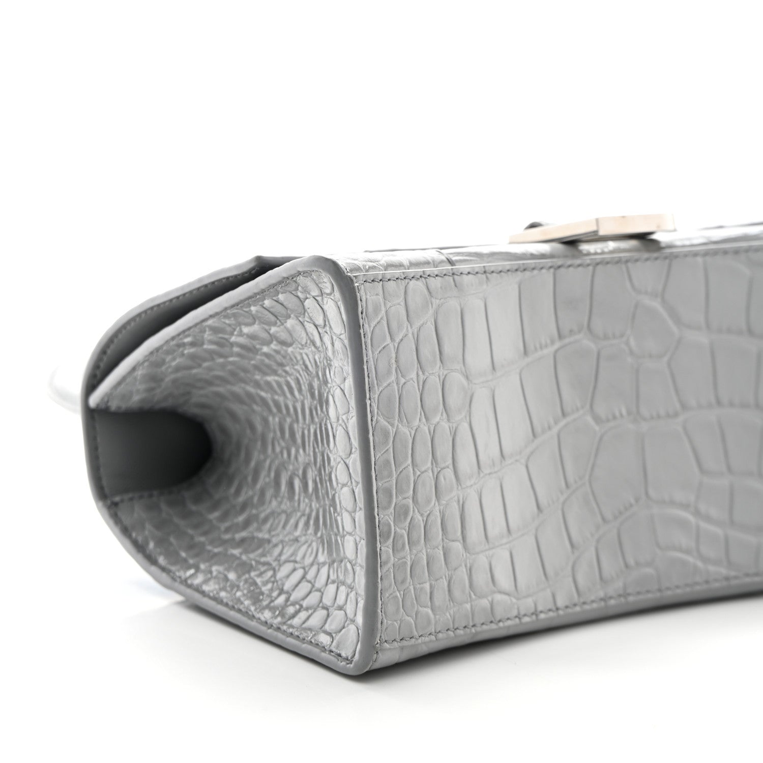 Balenciaga Shiny Calfskin Crocodile Embossed Small Hourglass Top Handle Bag Balenciaga Grey 9 of 10