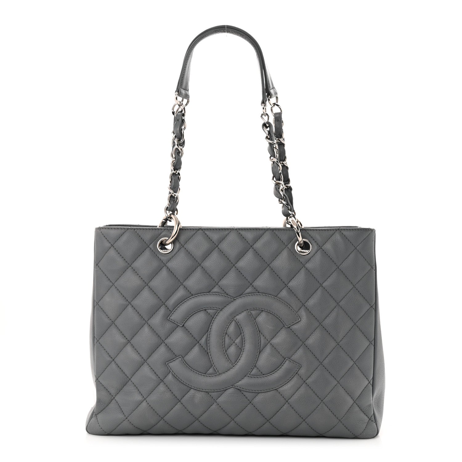 Chanel Caviar Quilted Grand Shopping Tote GST Light Grey 1 of 12