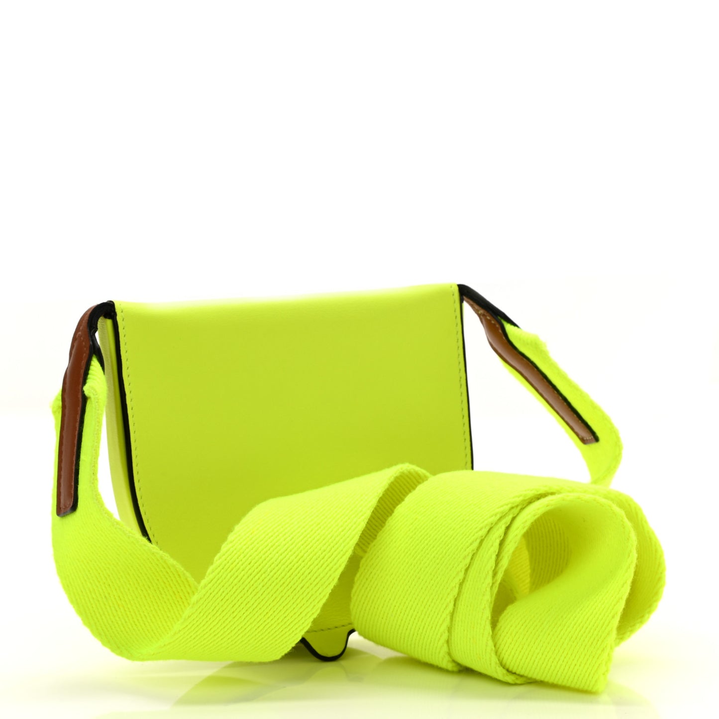 Smooth Calfskin Smiley Small Heel Crossbody Bag Neon Yellow