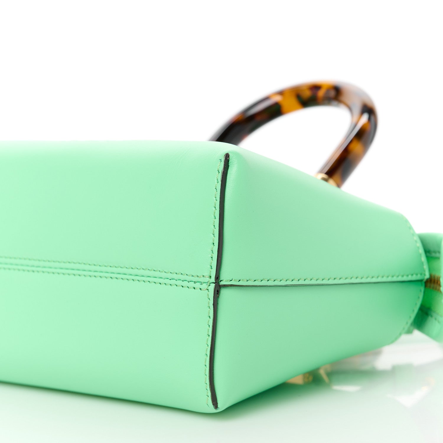 Fendi Vitello King Plexiglass Logo Embossed Mini By The Way Top Handle Boston Bag Edamame 11 of 11