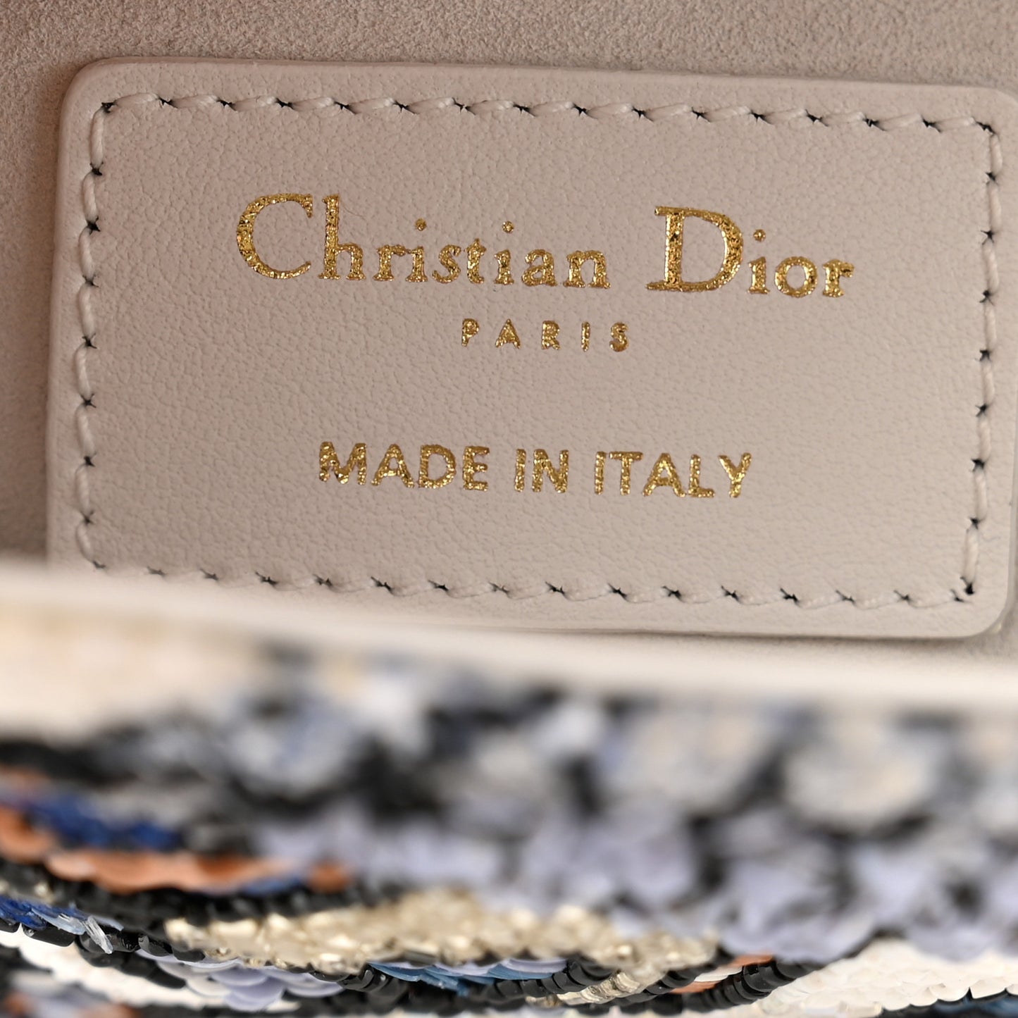 Calfskin Toile de Jouy Beaded Sequin Embroidered Small Mexico Lady Dior White Pastel Midnight Blue