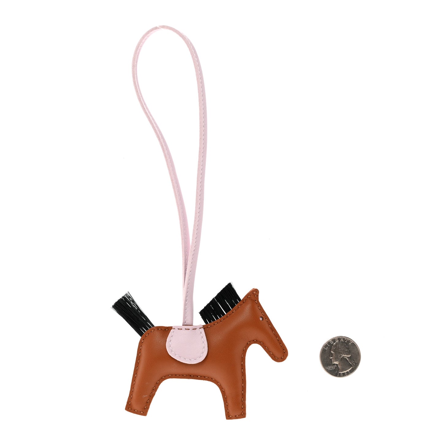 Milo Lambskin Horse Hair Grigri Rodeo Horse Bag Charm PM Gold Mauve Pale Black