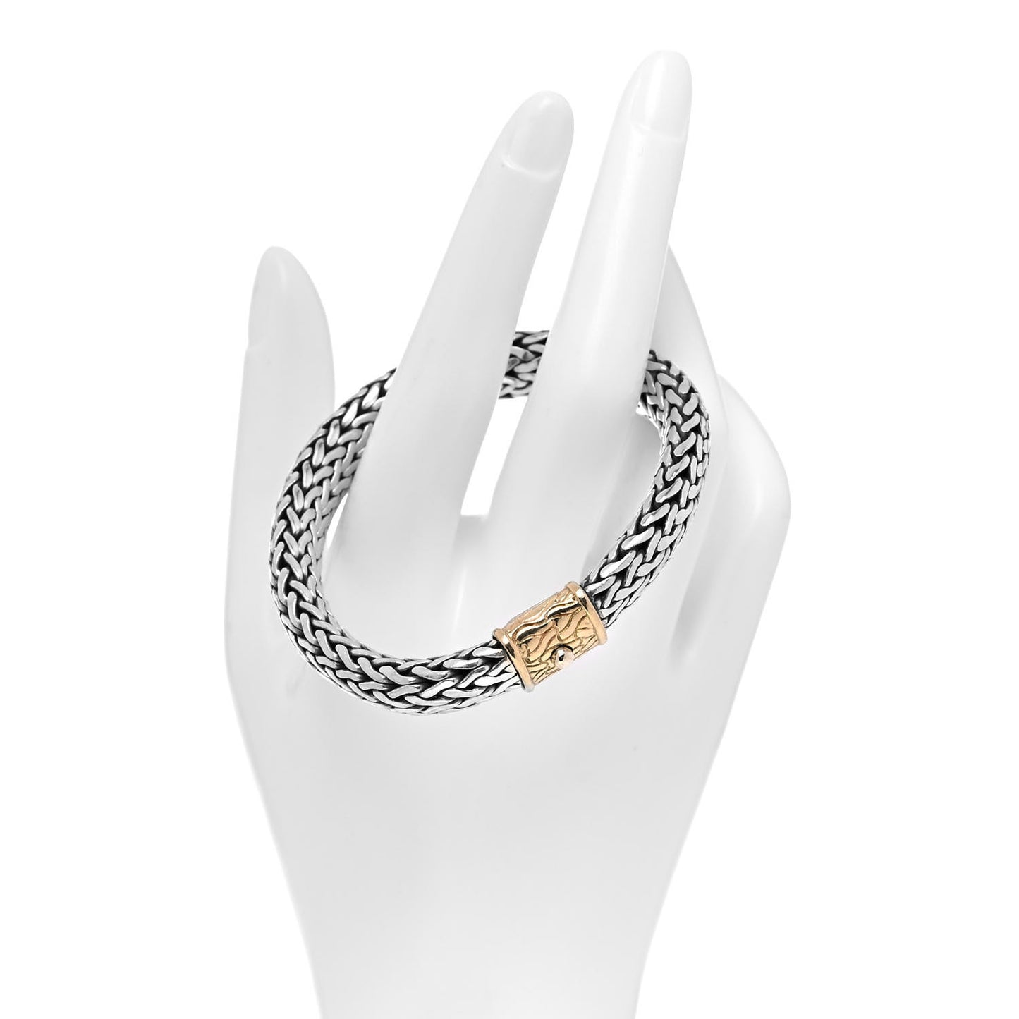 Sterling Silver 18K Yellow Gold 11mm Classic Chain Bracelet