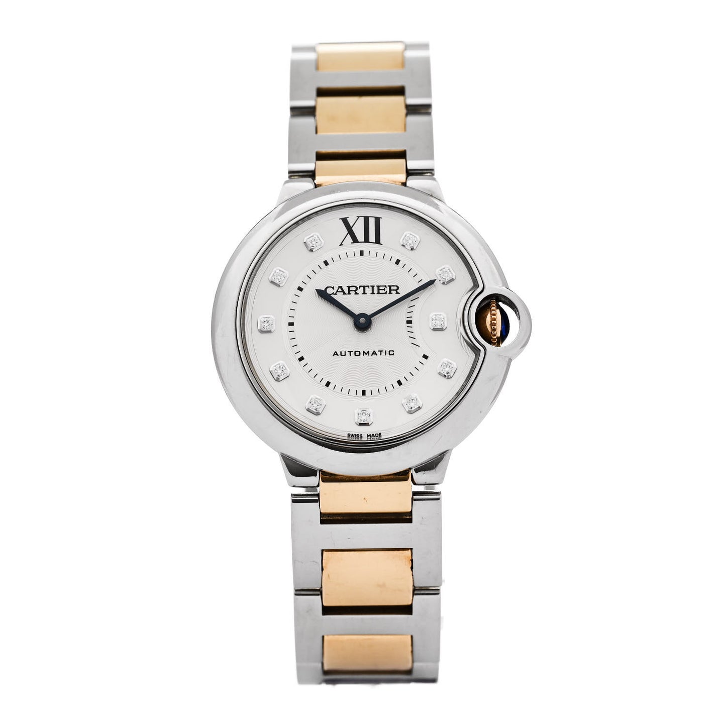 Stainless Steel 18K Pink Gold Diamond 36mm Ballon Bleu De Cartier Automatic Watch