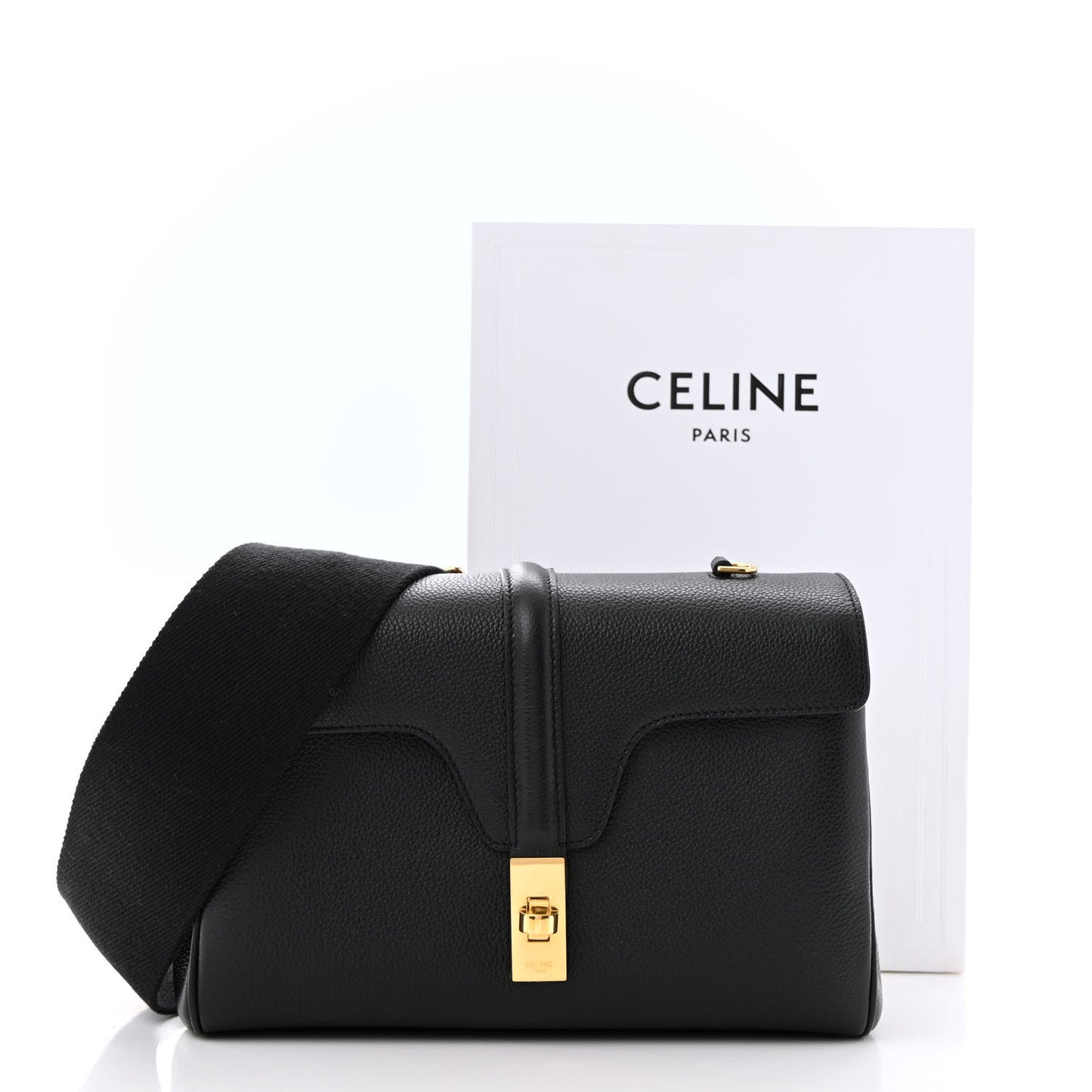 Grained Calfskin Teen Soft 16 Shoulder Bag Black