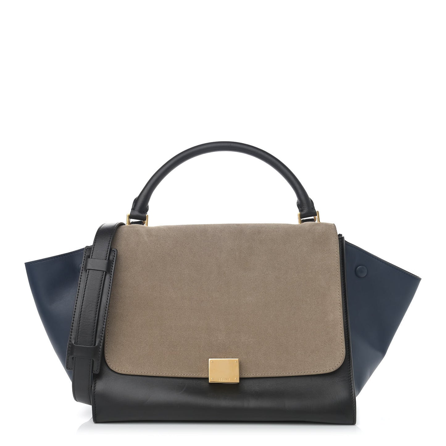 Calfskin Suede Medium Tri-Color Trapeze Grey