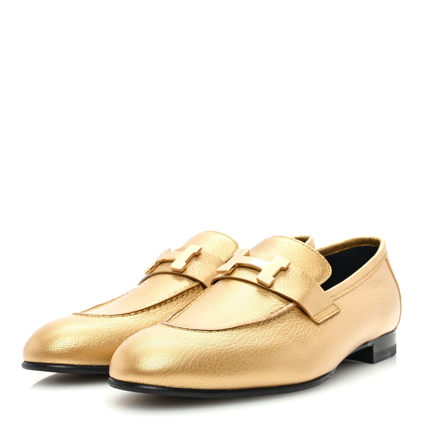 Metallic Goatskin Paris Loafers 37.5 Dore