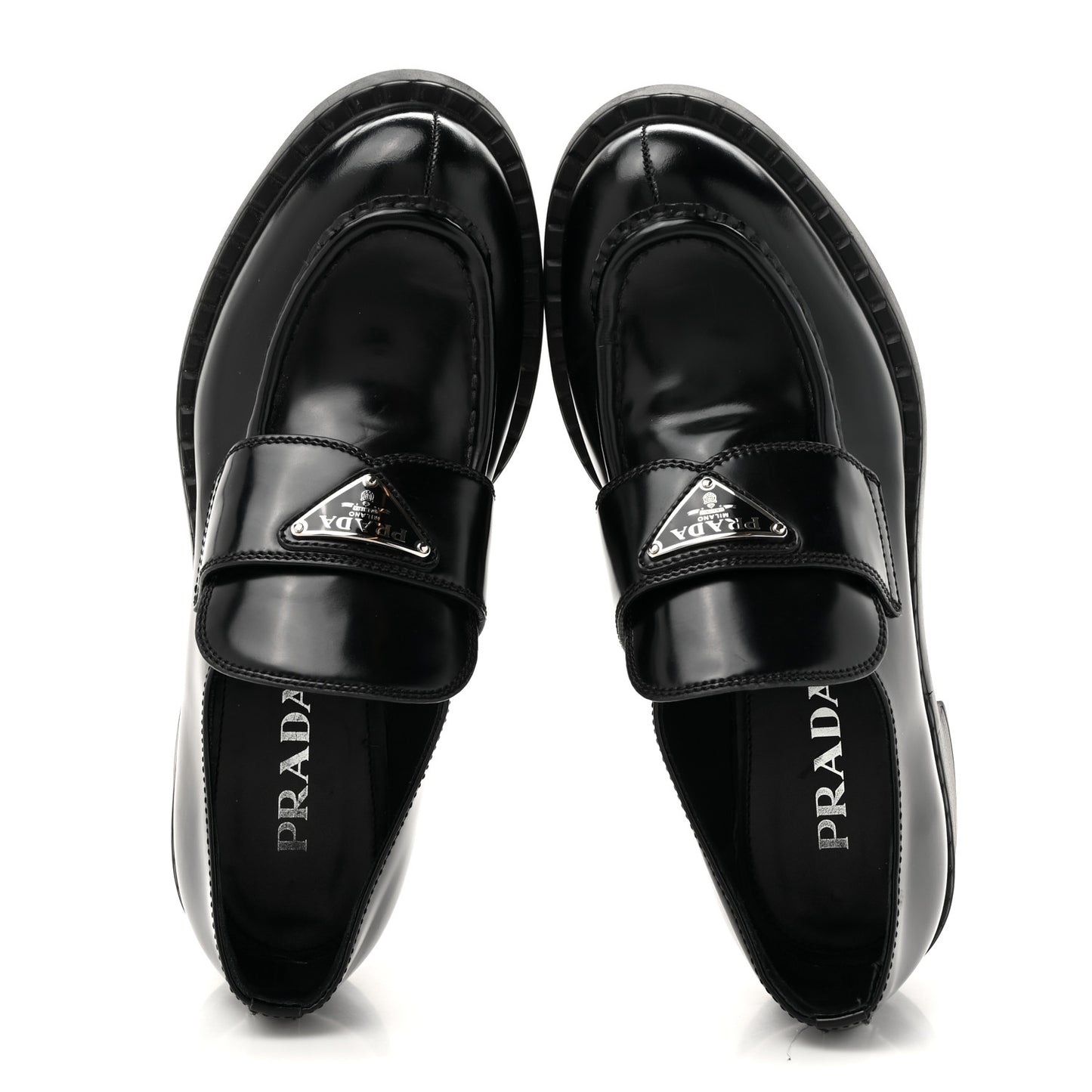 Spazzolato Metal Triangle Logo 50mm Loafers 38 Black