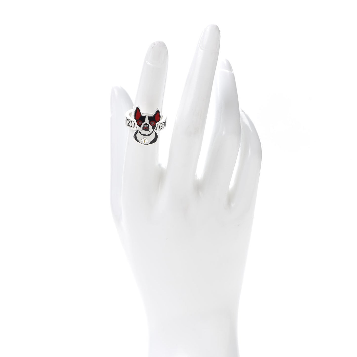 Sterling Silver Enamel Orso Ring 52 6