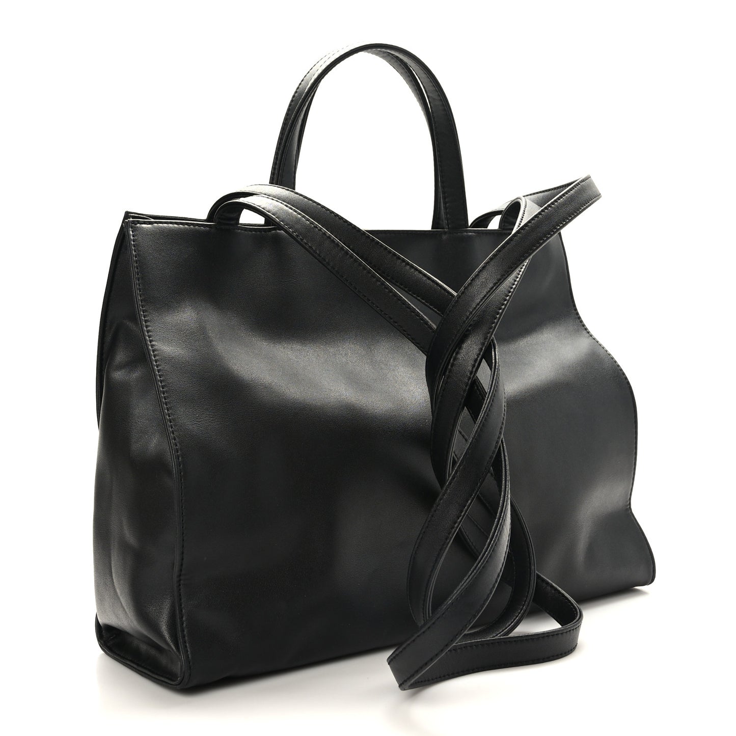 Vegan Leather Medium Shopping Bag Black