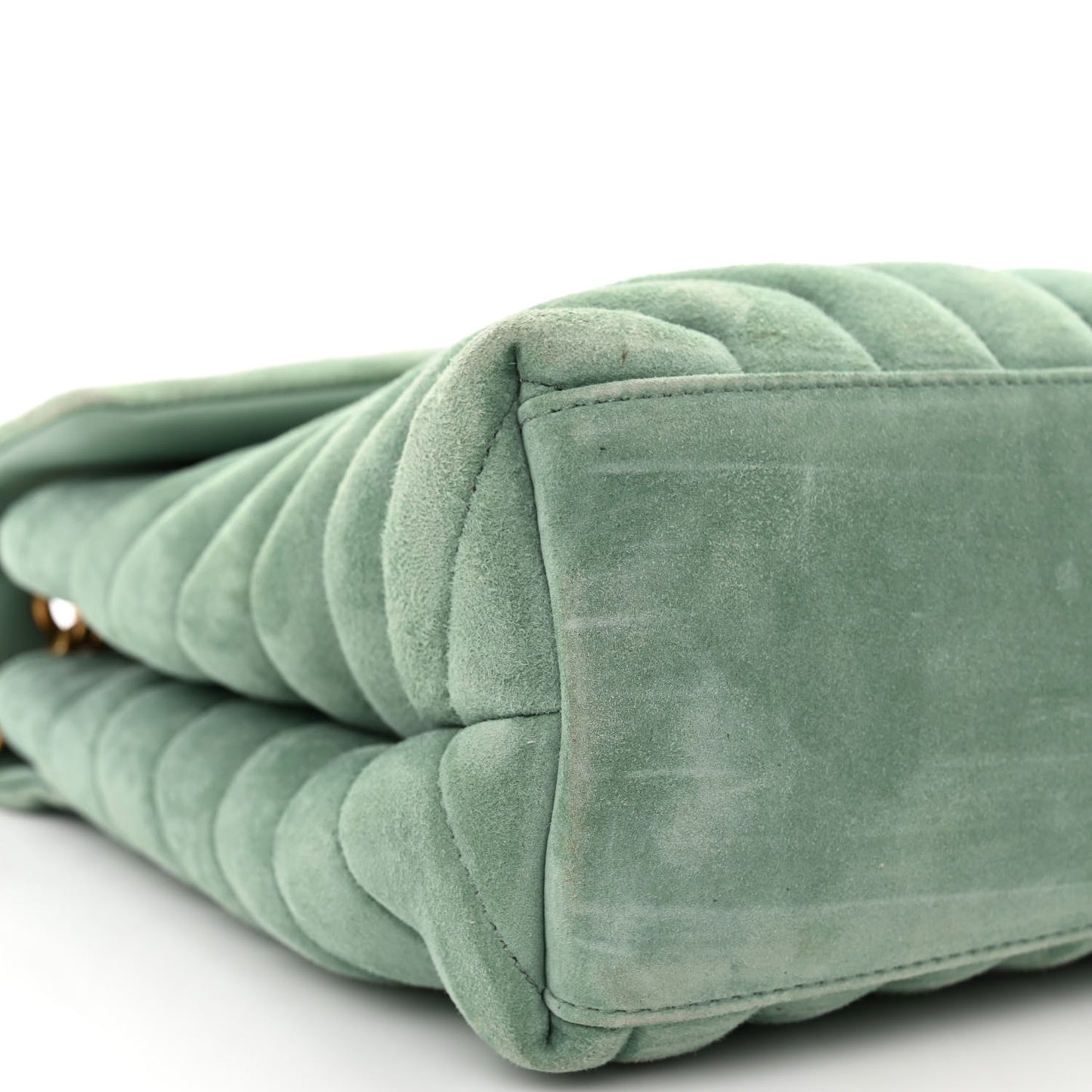 Suede Y Quilted Monogram Medium Loulou Chain Satchel Vert Opaline