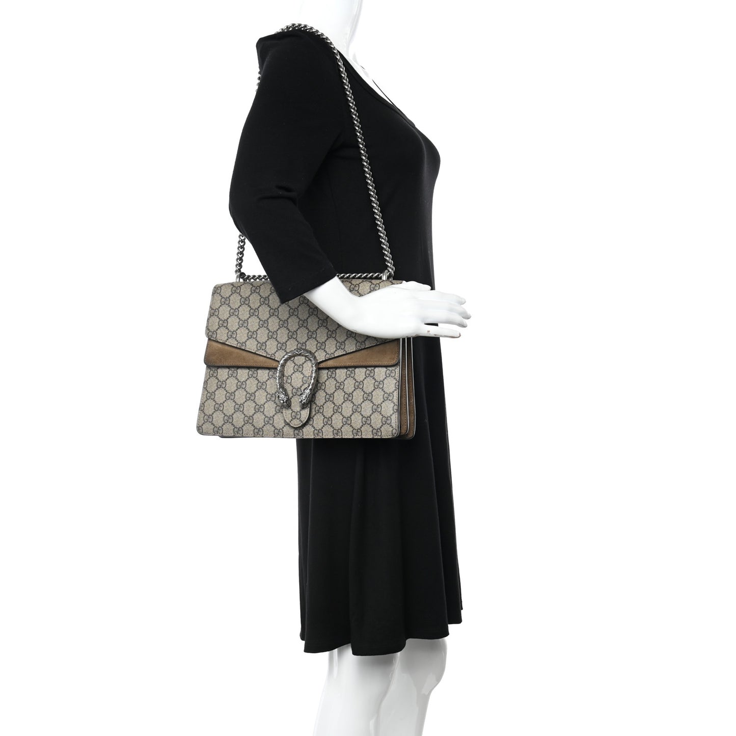 GG Supreme Monogram Medium Dionysus Shoulder Bag Taupe
