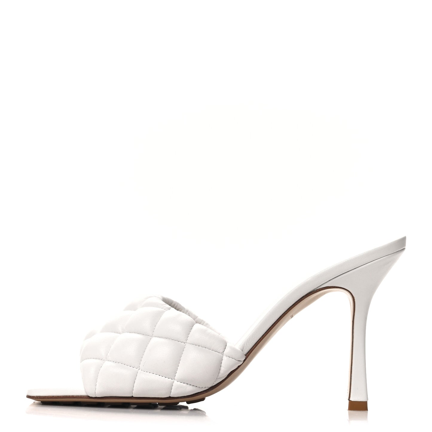 BOTTEGA VENETA Nappa Matelasse Padded Mule Sandals 40 Optic White