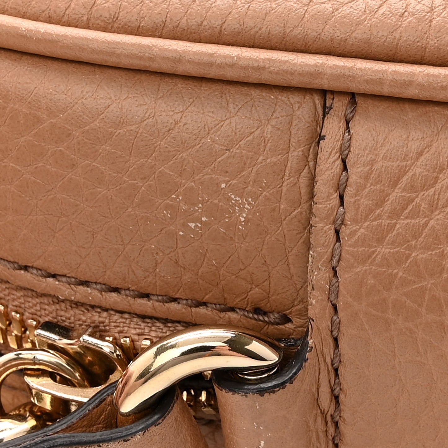 Pebbled Calfskin Small Soho Disco Bag Camelia