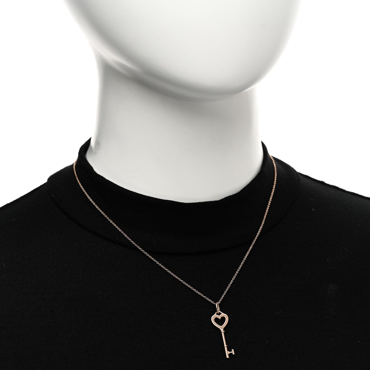 18K Rose Gold Mini Heart Key Pendant Necklace