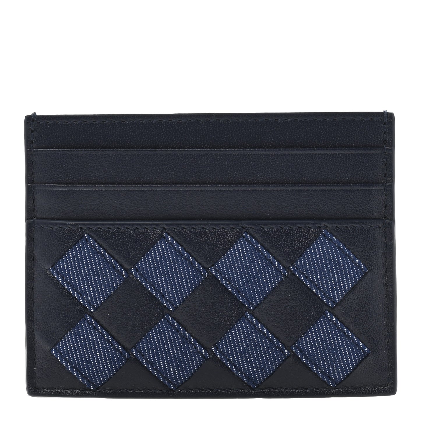 Nappa Denim Intrecciato Card Holder Abyss Indigo