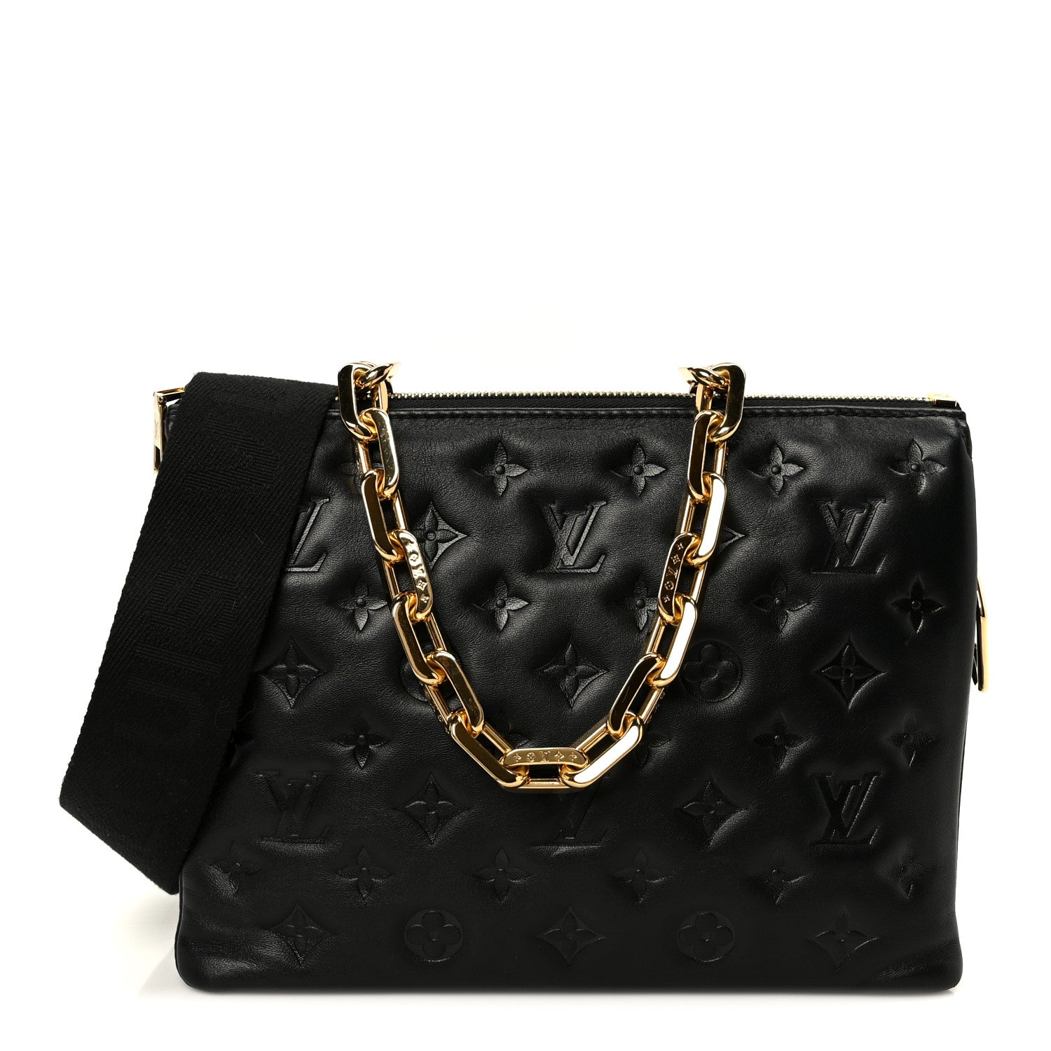 Louis Vuitton Lambskin Embossed Monogram Coussin PM Black 1867912