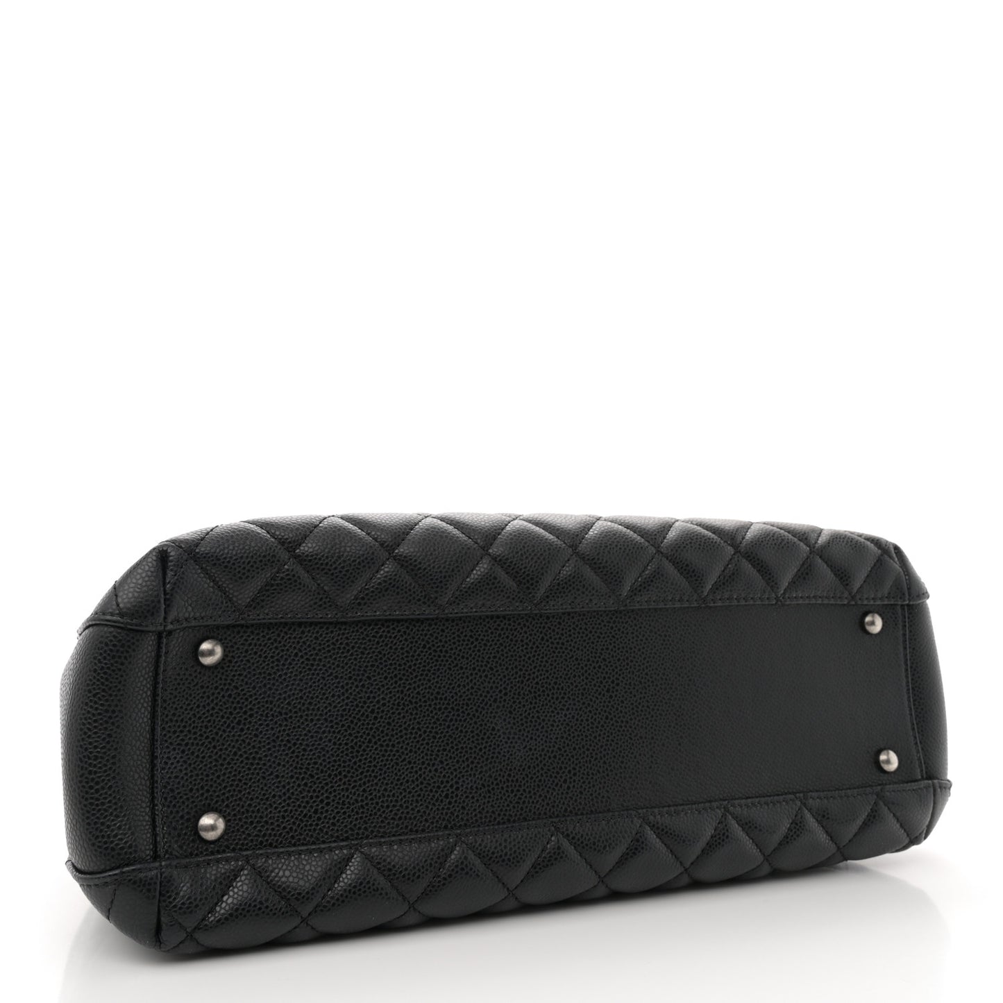 Caviar Quilted City Shopping Tote Black