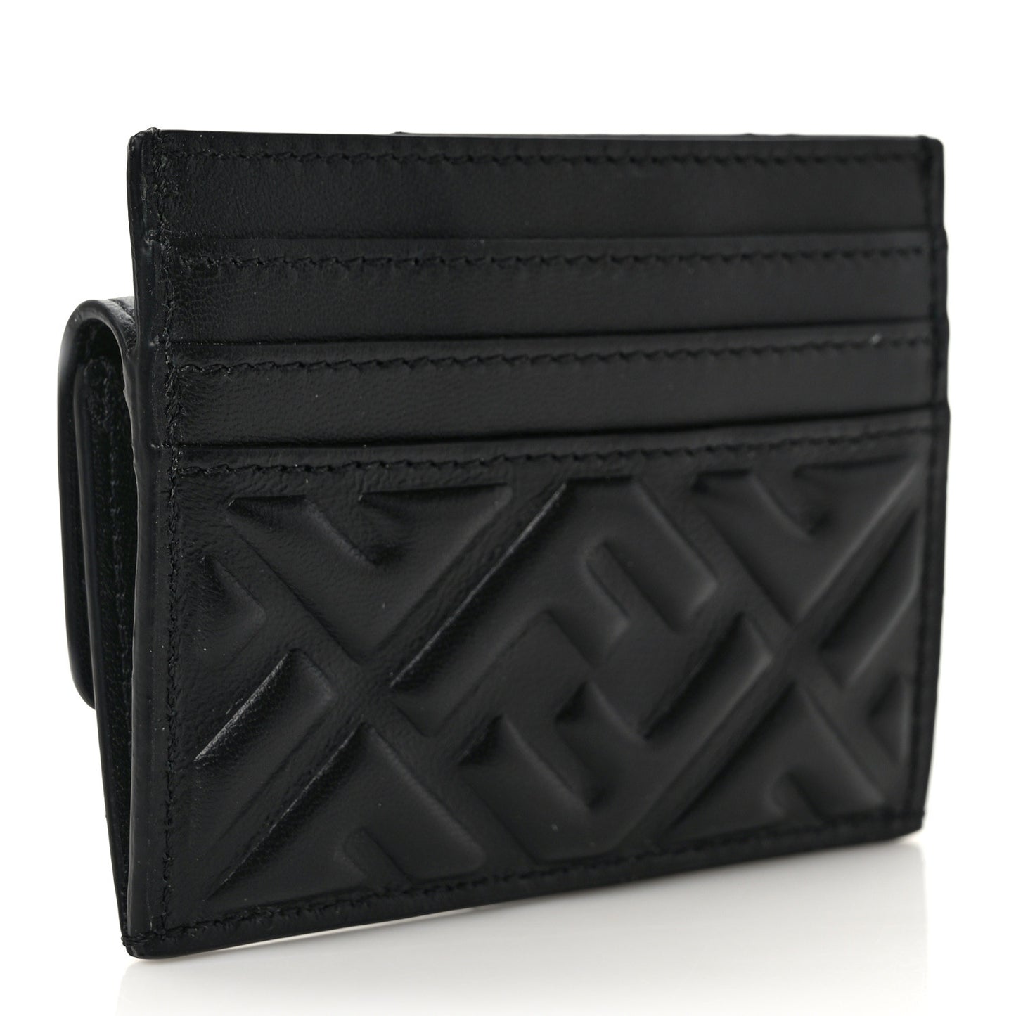 Nappa Matisse FF Diagonal Embossed Fold Over Card Holder Wallet Black