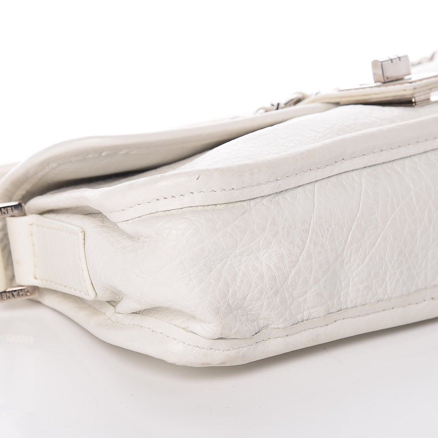 Calfskin Mademoiselle Flap Shoulder Bag White