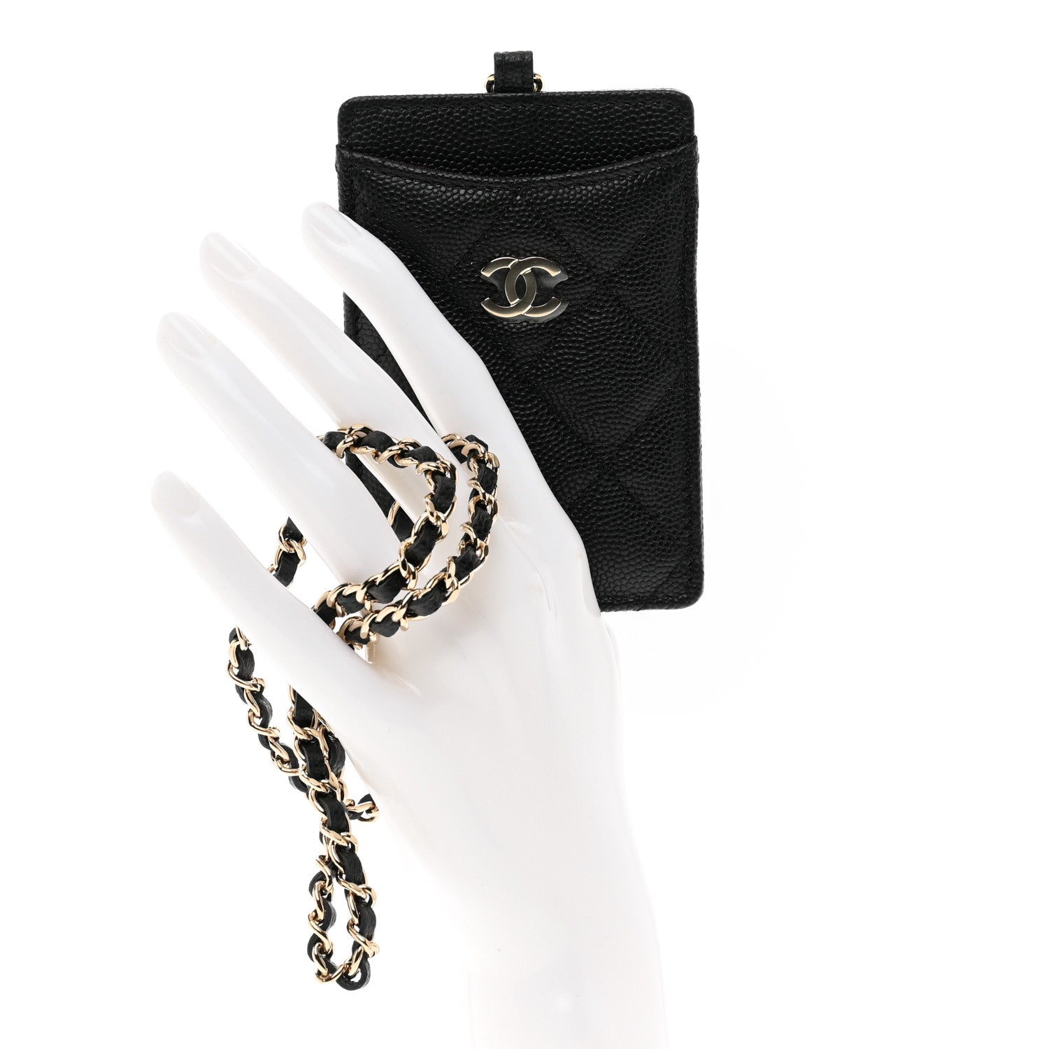 Chanel Caviar Quilted Card Holder On Chain Black 2 of 8