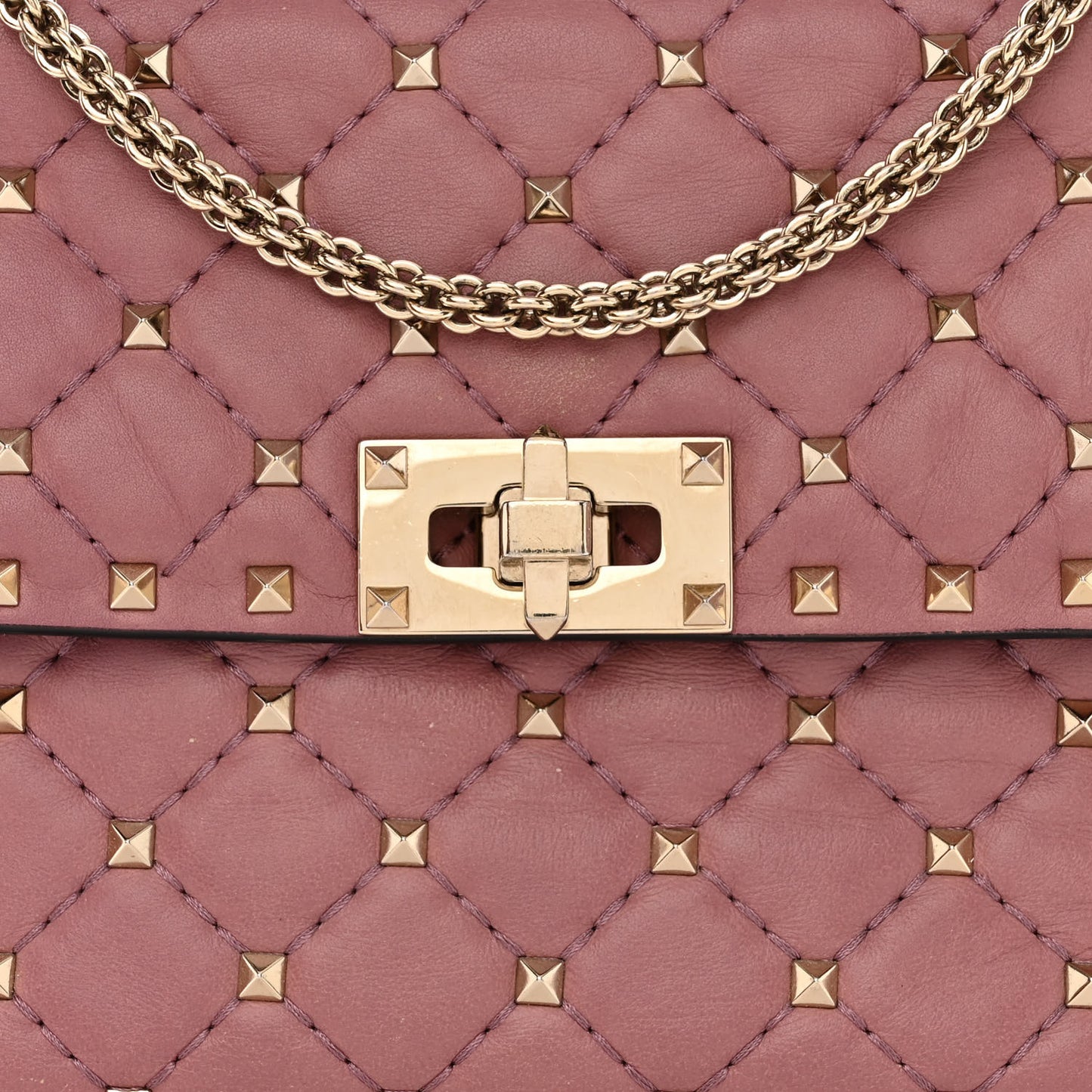Lambskin Medium Rockstud Spike Shoulder Bag Antique Rose