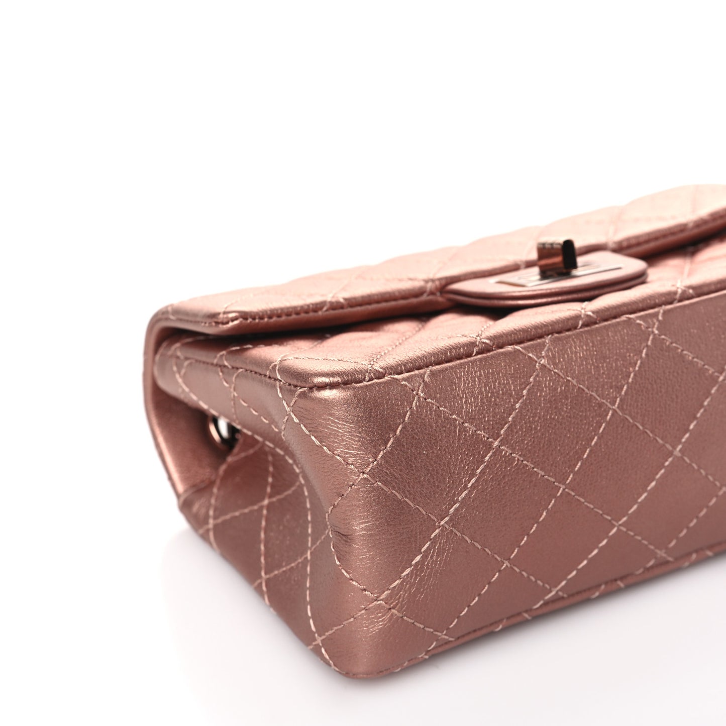Metallic Grained Calfskin Quilted 2.55 Reissue Mini Flap Copper Pink