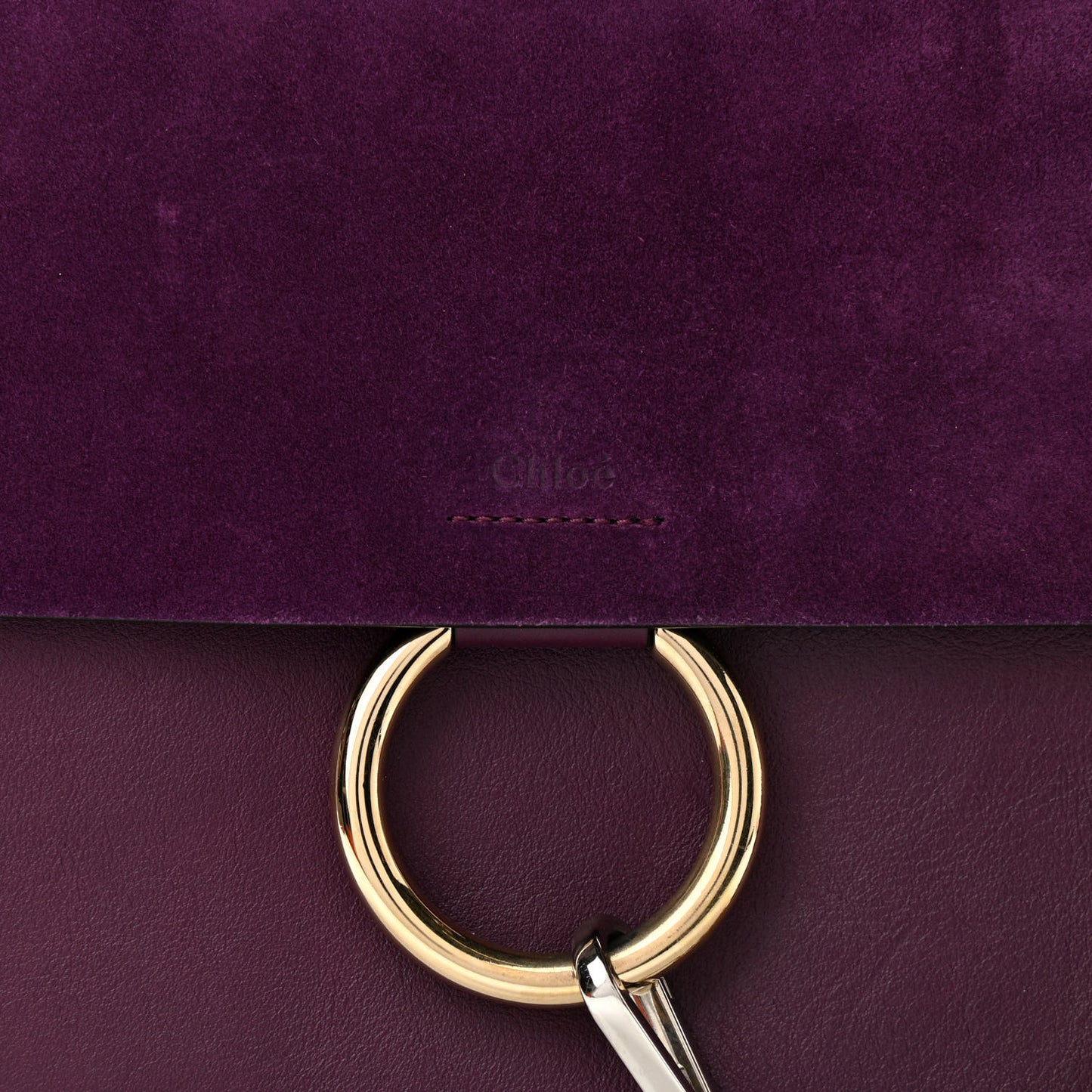 Suede Calfskin Medium Faye Shoulder Bag Dark Purple