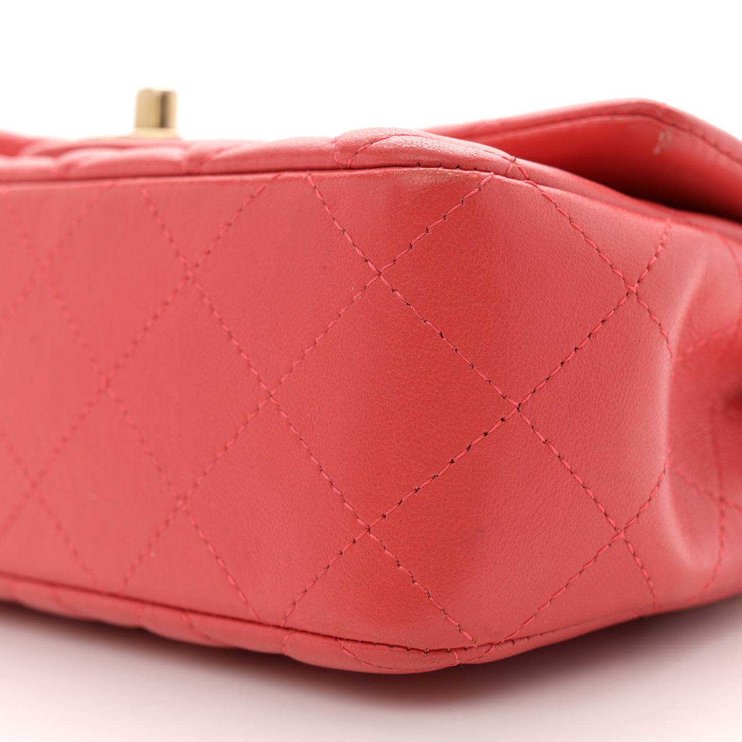 Lambskin Quilted Mini Rectangular Flap Coral