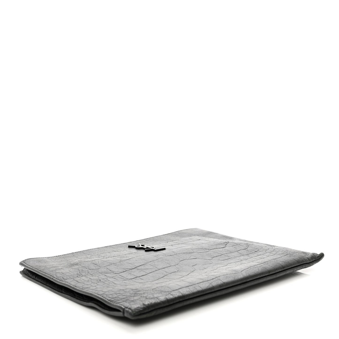 Calfskin Crocodile Embossed Monogram iPad Case Black