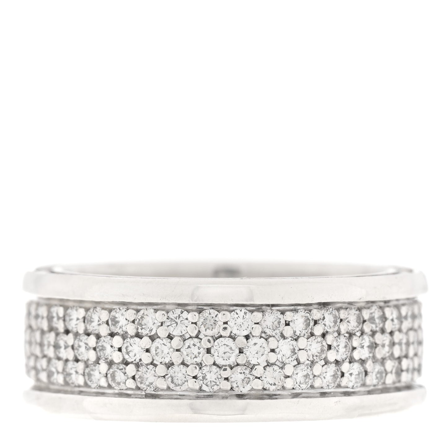 Sterling Silver Diamond Streamline Three-Row Band Ring 63 10.25