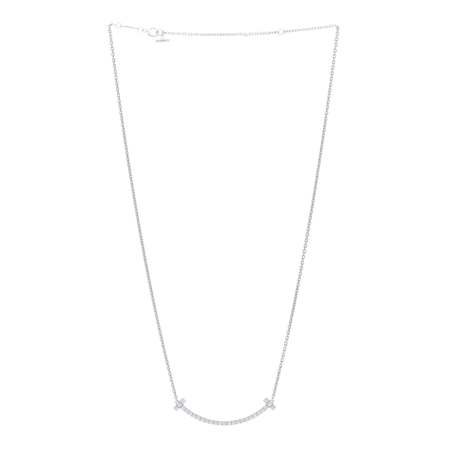 18K White Gold Diamond Medium Smile Pendant Necklace