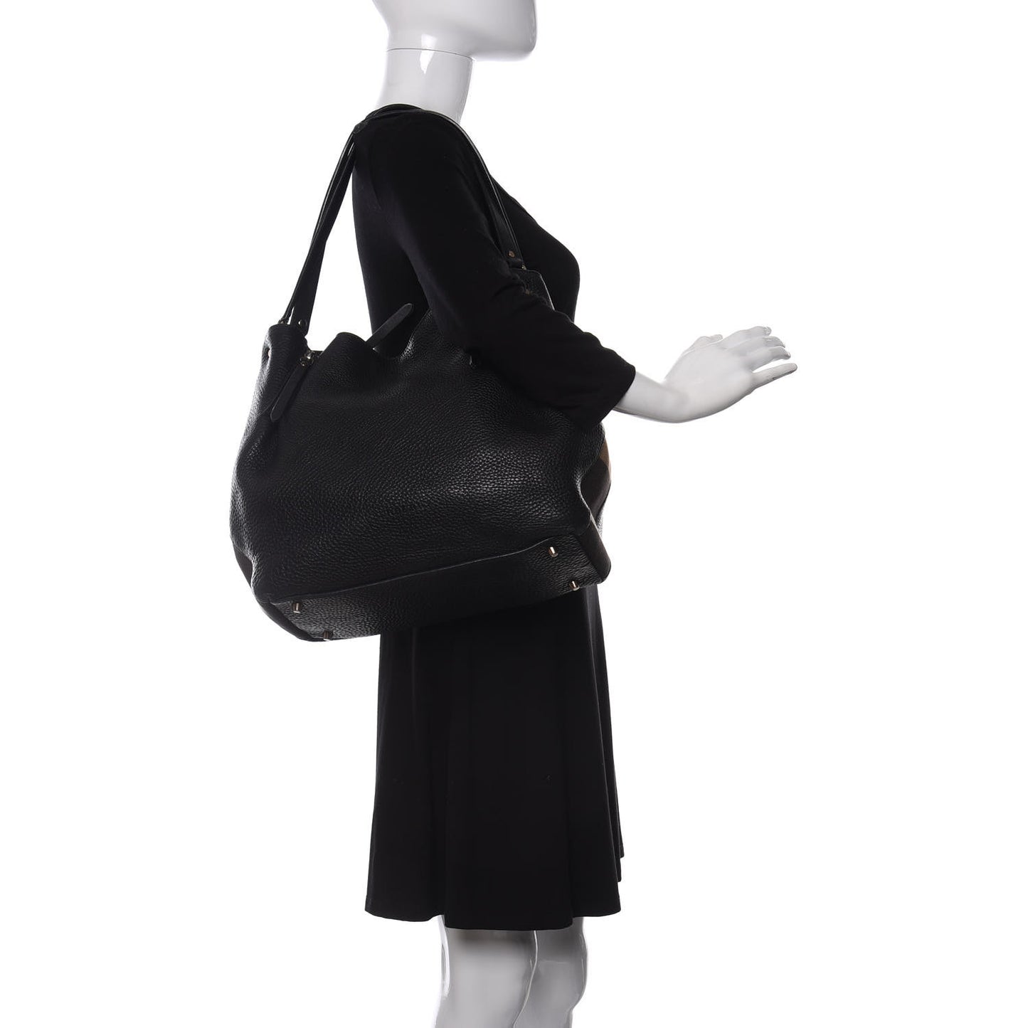 Grainy Calfskin House Check Medium Maidstone Black