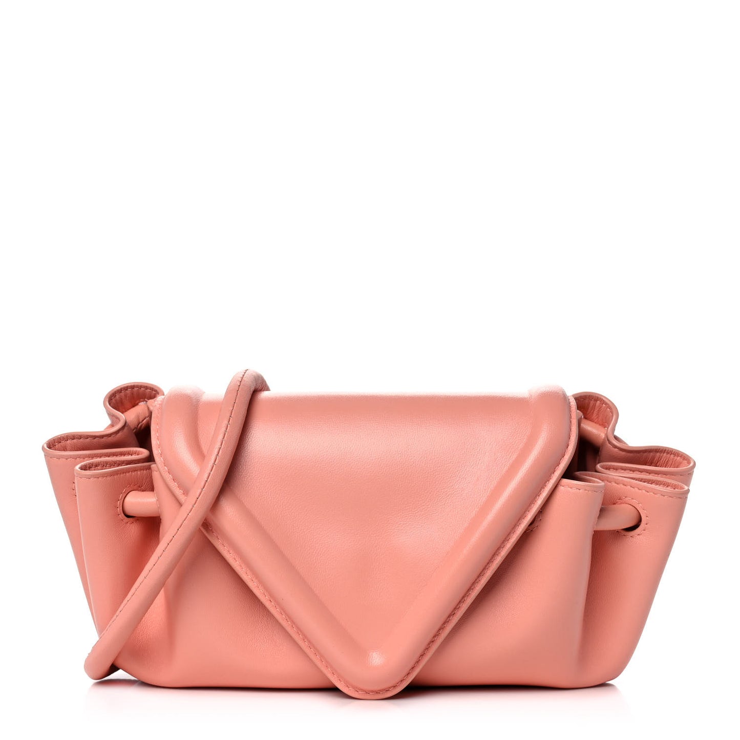 Lambskin Small Beak Triangle Flap Shoulder Bag Peachy Silver