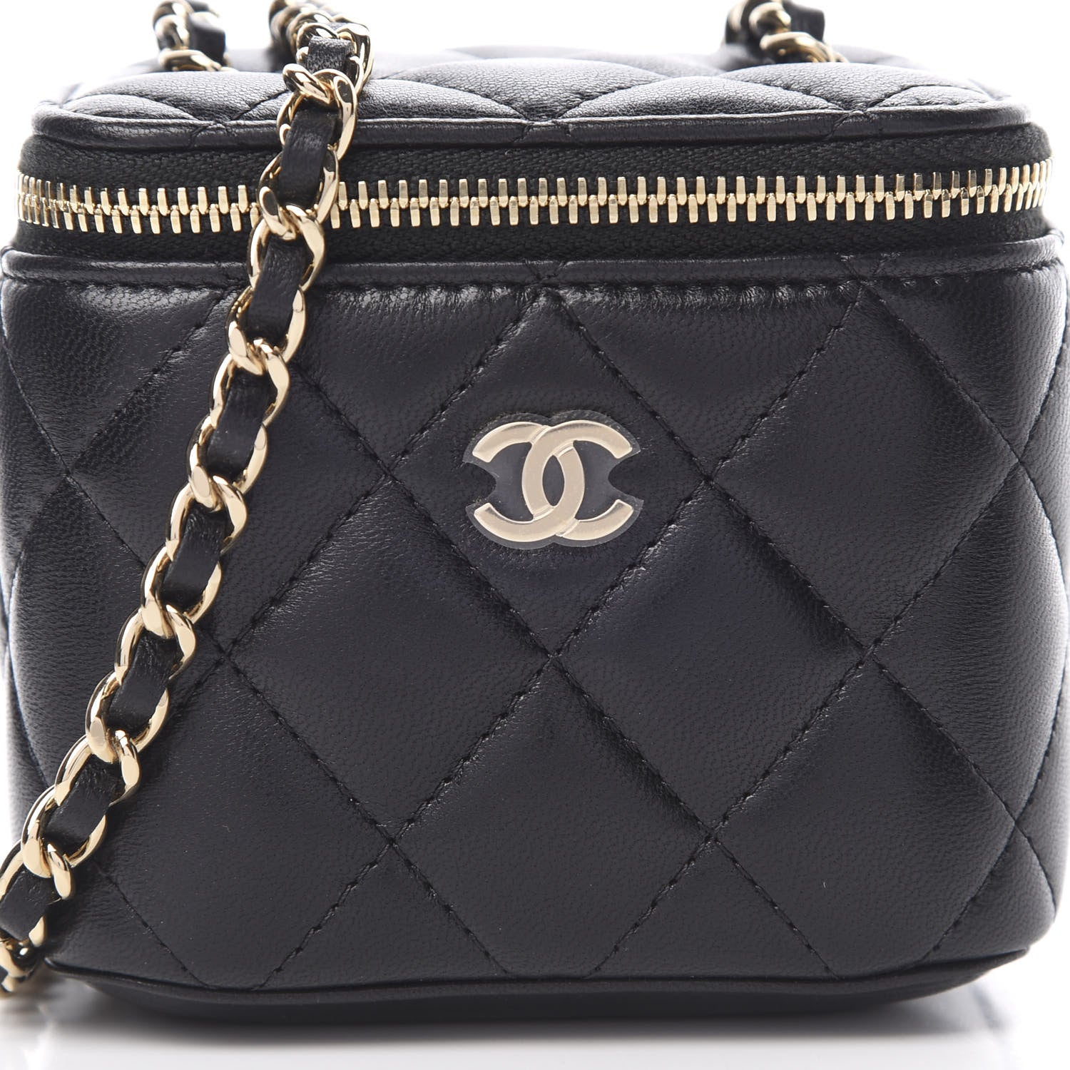 Chanel Lambskin Quilted Mini Vanity Case With Chain Black 8 of 11