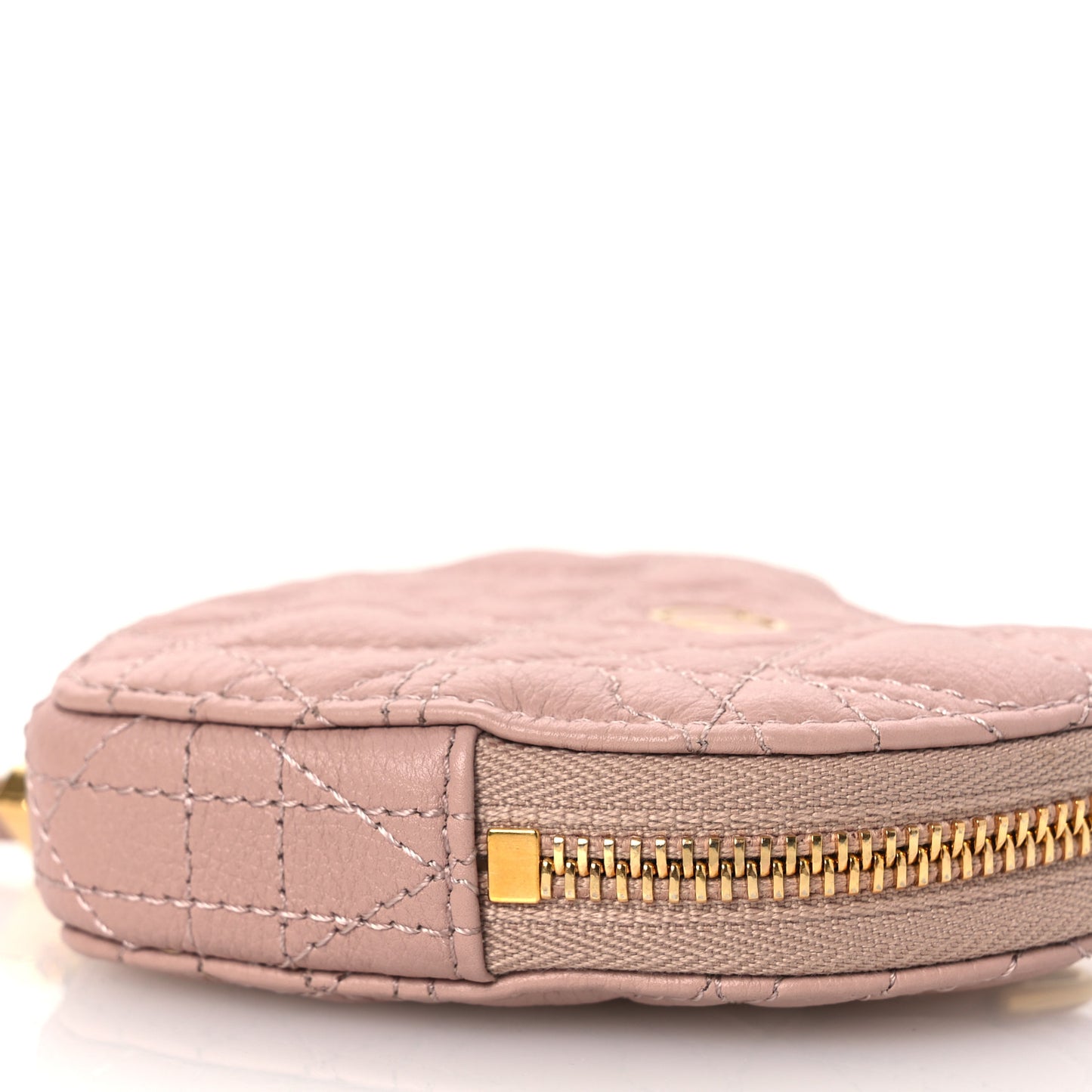 Calfskin Cannage Dioramour Caro Heart Pouch With Chain Rose Des Vents