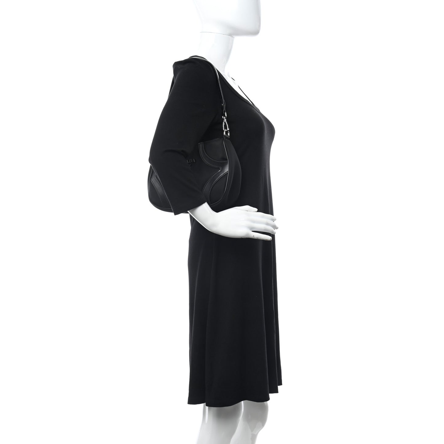 Tessuto Nylon Soft Calfskin Shoulder Bag Black