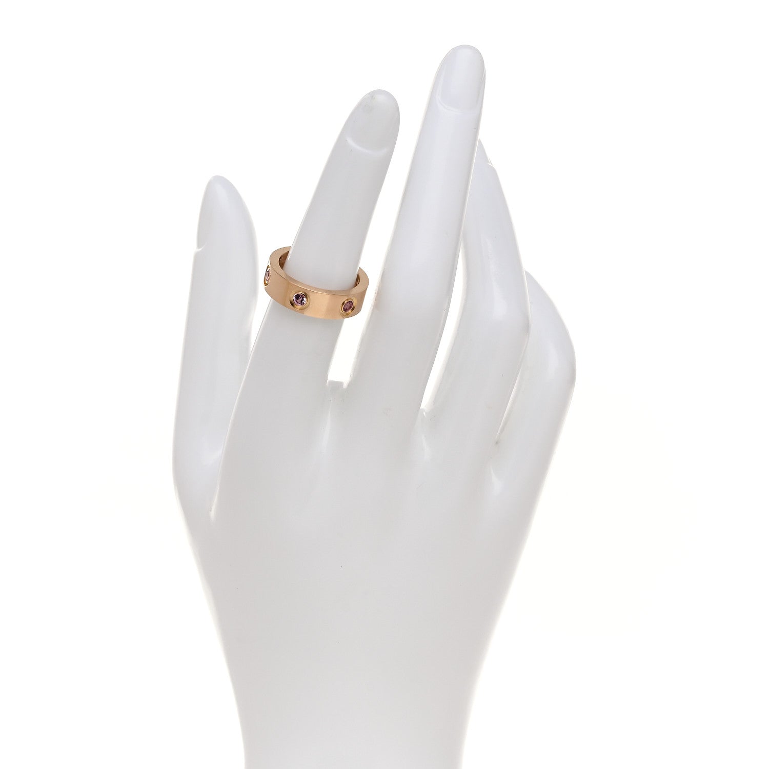 Cartier 18K Pink Gold 6 Pink Sapphire 5.5mm LOVE Ring 51 5.75 2 of 5