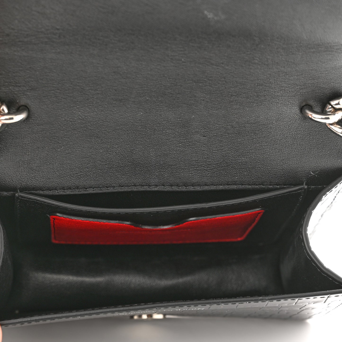 Croc Four Ring Knuckle Mini Chain Clutch Black