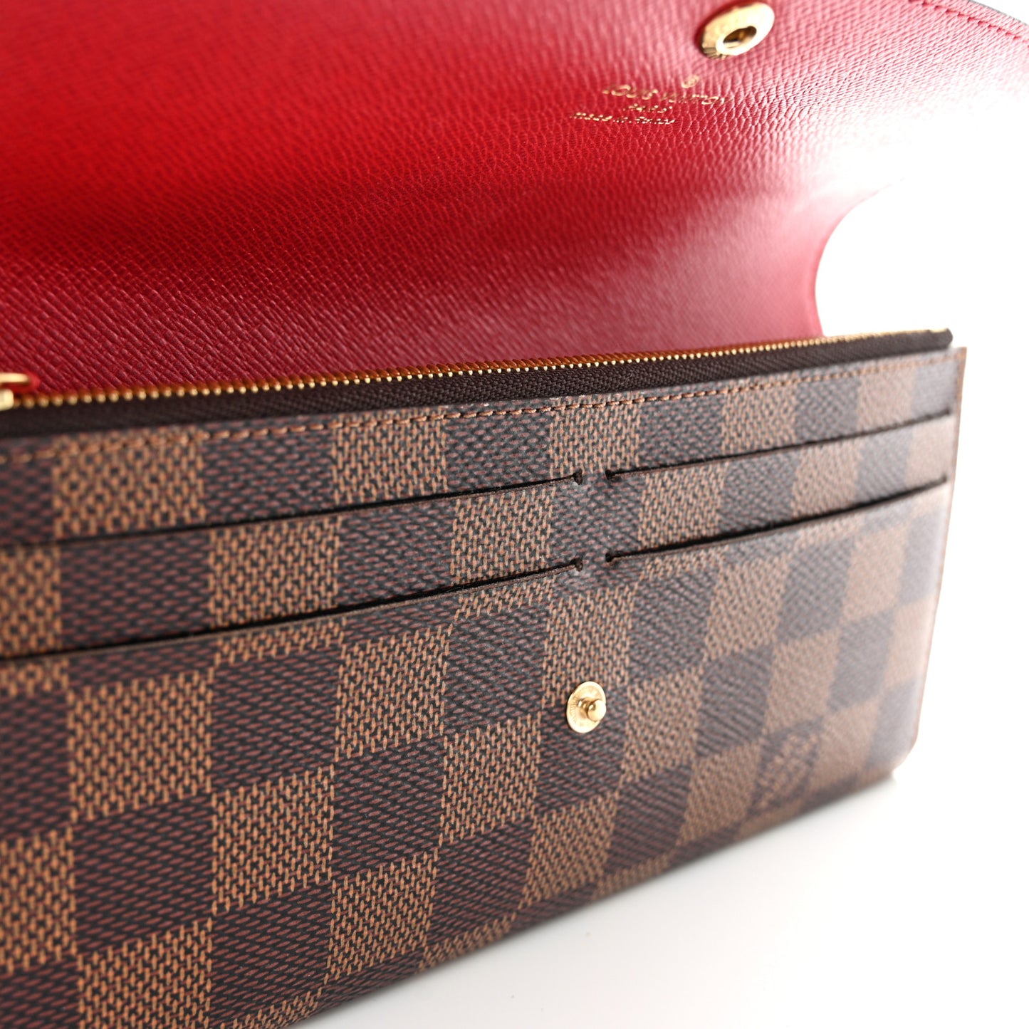 Damier Ebene Emilie Wallet Red