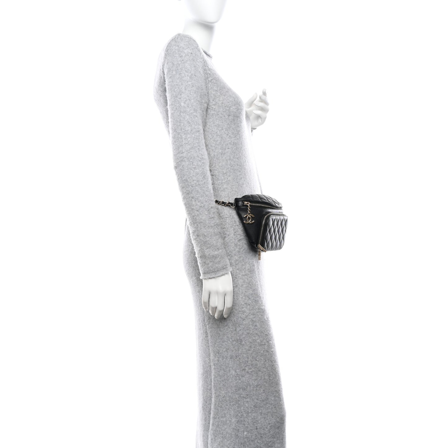 Caviar Quilted Business Affinity Waist Belt Bag Black