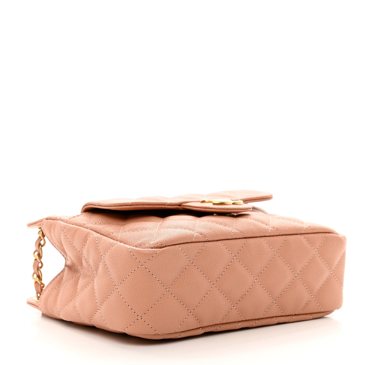 Caviar Quilted Small Wavy CC Hobo Coral