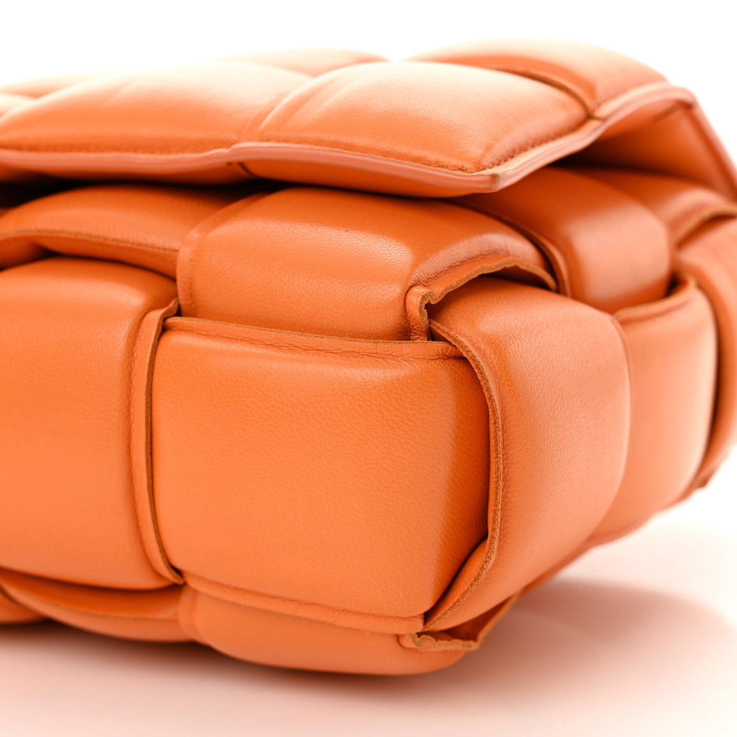 Nappa Maxi Intreccio Padded Cassette Crossbody Bag Orange